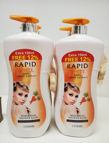 RAPID WHITE CARROT EXTRACT WHITENING SHOWER BATH 1350ML RESULT WITH 5 DAYS RAPID WHITE CARROT EXTRACT WHITENING SHOWER BATH 1350ML RESULT WITH 5 DAYS