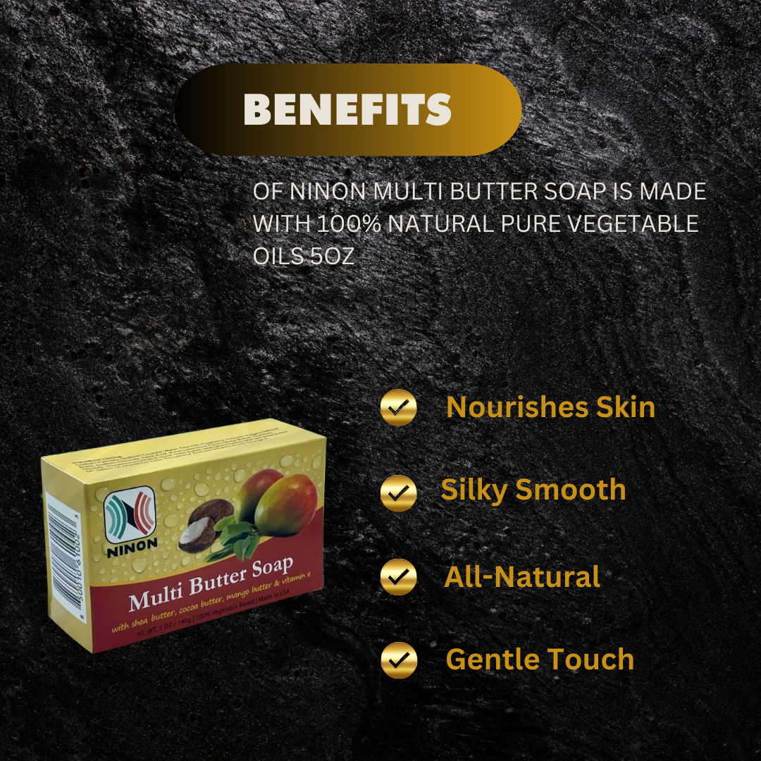 NINON Multi Butter Soap Is Made with 100% Natural Pure Vegetable 5oz
