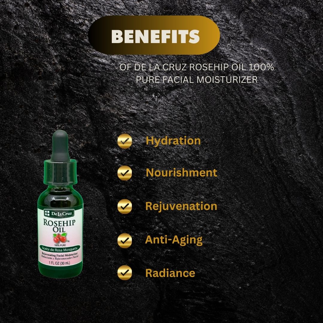 De La Cruz Rosehip Oil 100% Pure Facial Moisturizer 30ml / 1 fl.oz