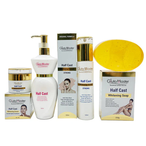 Gluta Master Half Cast Skincare Strong Whitening Set with Vitamine C & Collagen Remove Dark Spots & Stubborn Dirt Whitening Set