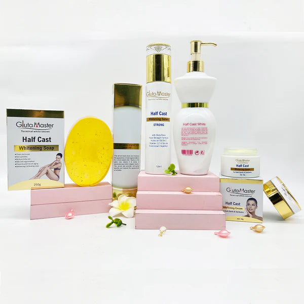 Gluta Master Half Cast Skincare Strong Whitening Set with Vitamine C & Collagen Remove Dark Spots & Stubborn Dirt Whitening Set