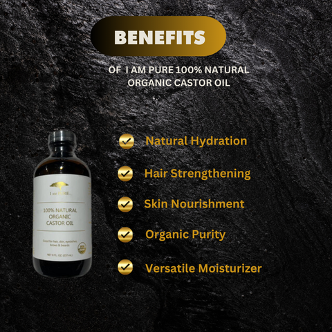 I AM PURE 100% NATURAL ORGANIC CASTOR OIL 8oz
