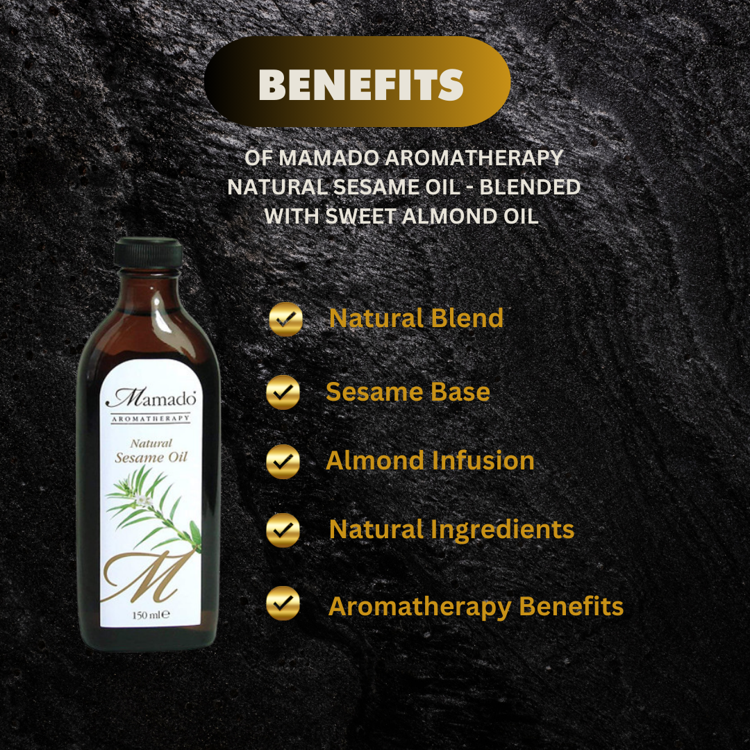 Mamado Aromatherapy Natural Sesame Oil - Blended with Sweet Almond Oil 150ml