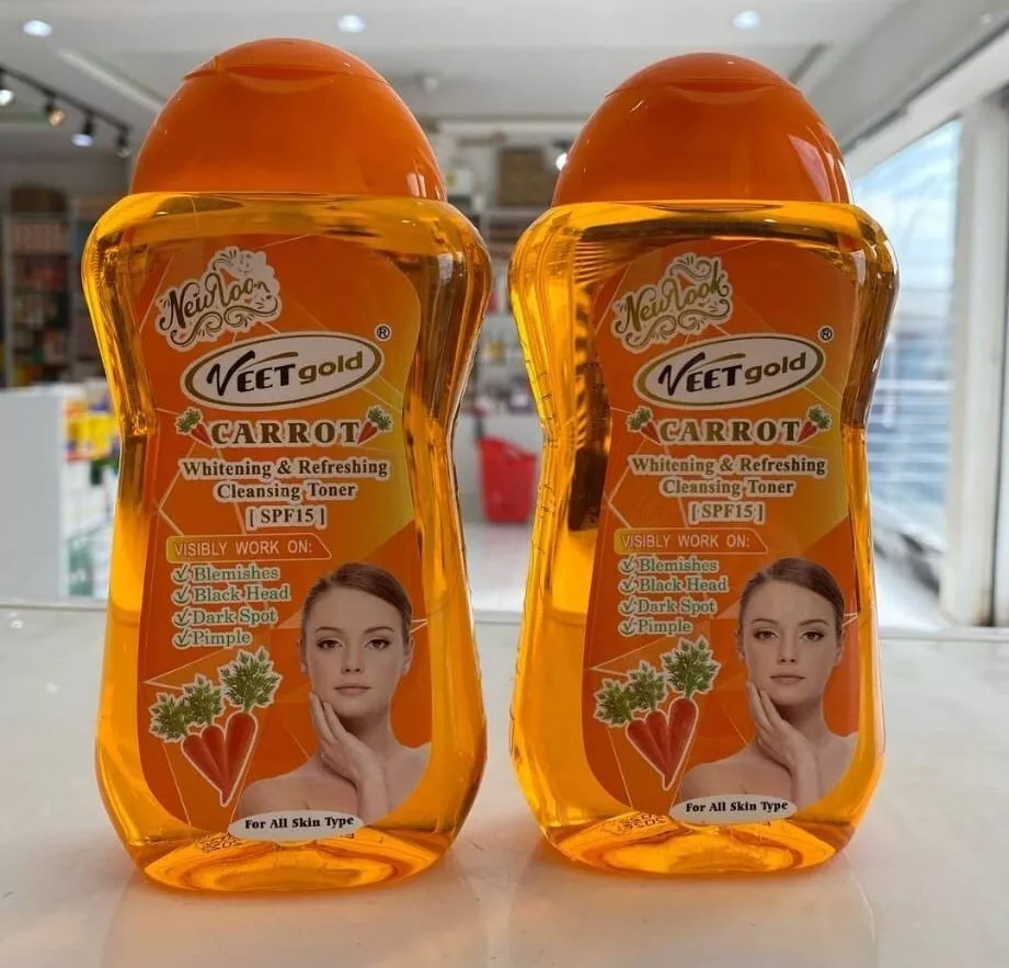 Veetgold carrot whitening & refreshing cleaning toner spf15